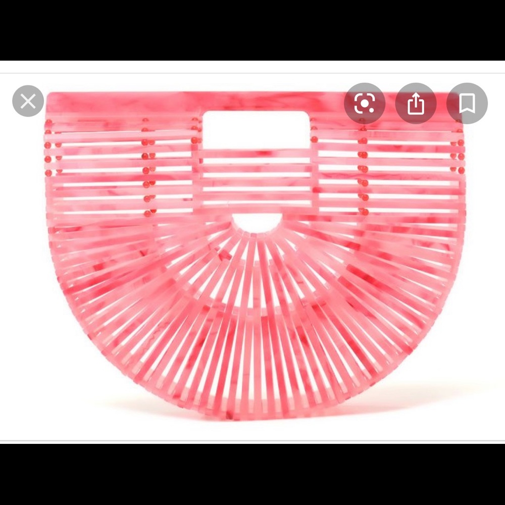 CULT GAIA Acrylic Mini Ark Bag in Marble Pink.